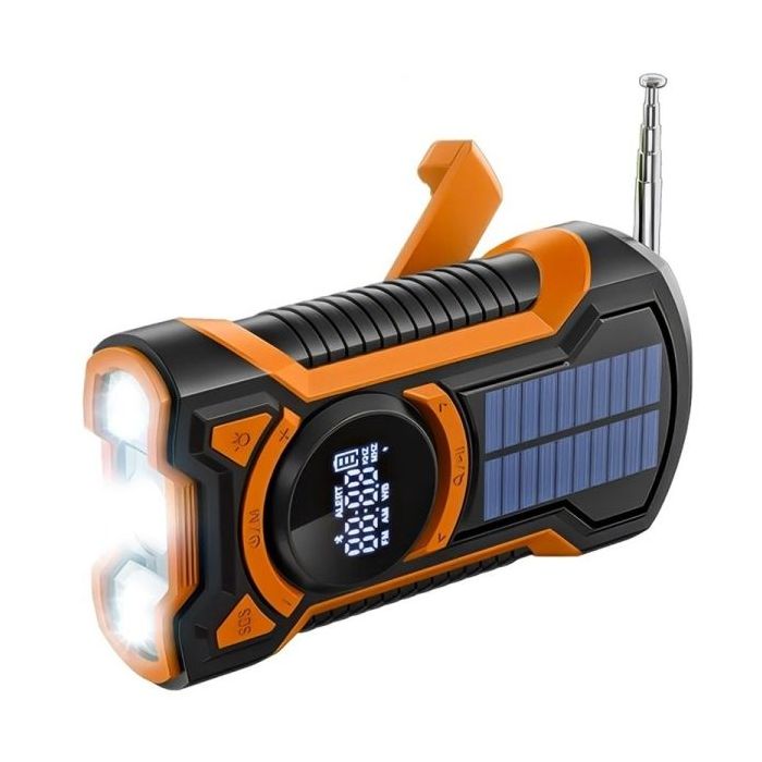 Hama Just In Case Radio Solar 4 en 1 - Powerbank 5.000 mAh - Linterna - Alarma SOS - Carga Solar, USB y Manivela