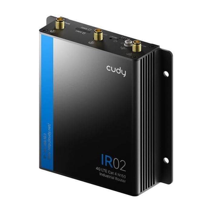 Cudy IR02_EU Router Industrial WiFi N150 4G LTE CAT 4 -  2 Ranuras SIM - 2 Puertos LAN - Montaje en Pared - Color Negro