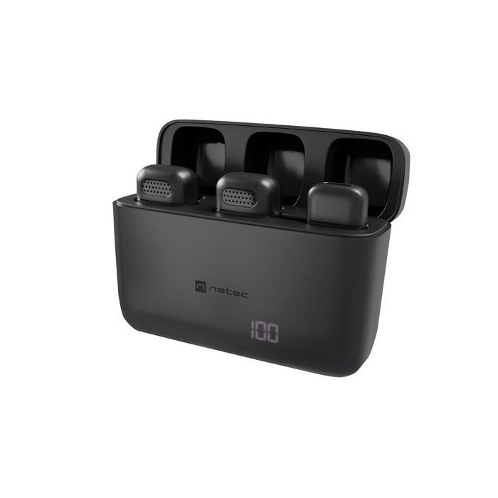 Natec Hopper Lavalier 2 Microfonos Inalambricos Conector Lihtning - Alta Sensibilidad - Frecuencia Hasta 48 kHz
