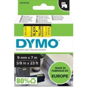 Dymo LM D1 40918 Cinta de Etiquetas Original para Rotuladora - Texto Negro sobre Fondo Amarillo - Ancho 9mm x Largo 7m