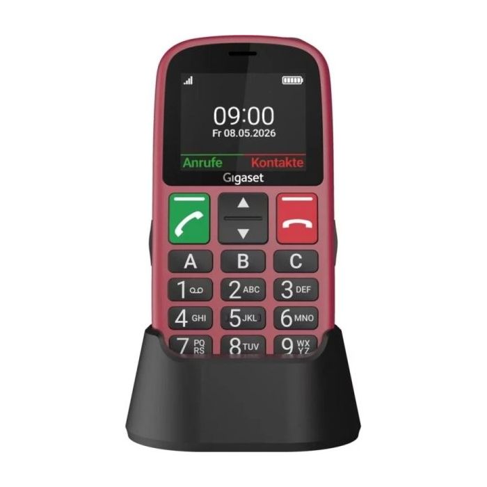 Gigaset GL30 Telefono Movil Para Mayores Pantalla 2.2  - Camara 0.3MP - Base de Carga - IP44 - Color Rojo