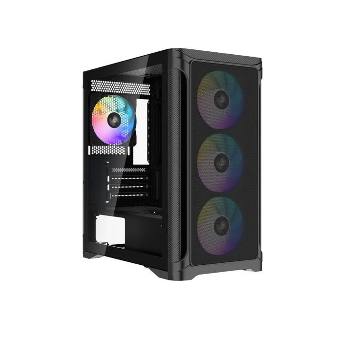 Sama S31 Caja Torre MicroATX - Lateral Cristal Templado - 2 x USB-A 3.0, 1 x USB-C 3.2 - 1 x Audio + Micro - 4 Ventiladores ARGB