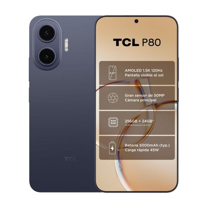 TCL P80 5G Smartphone 6,83  - 8GB - 256GB - Camara 50MP - Bateria 5000mAh - Color Azul Medianoche