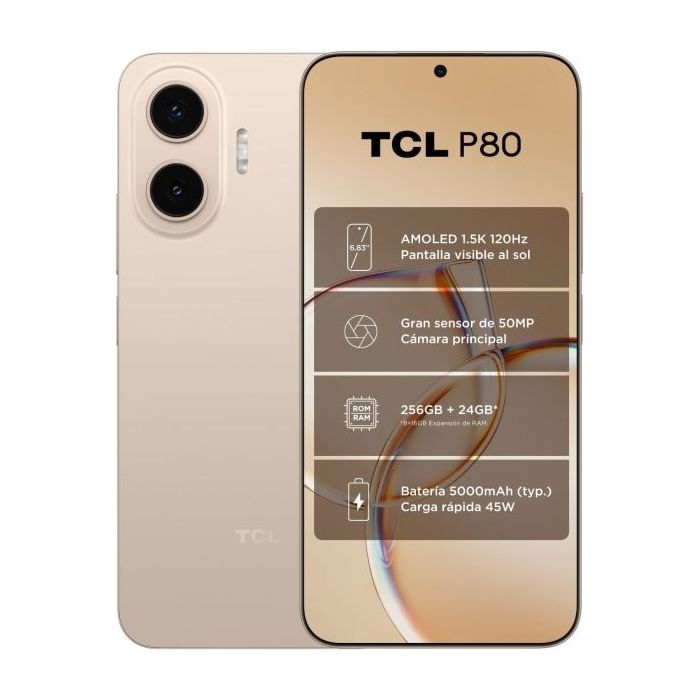 TCL P80 5G Smartphone 6,83  - 8GB - 256GB - Camara 50MP - Bateria 5000mAh - Color Dorado