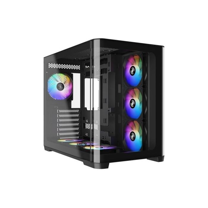 Sama V60 Caja Torre ATX - Lateral Cristal Templado Curvado  - 2 x USB-A 3.0, USB-C 3.2 - 1 x Audio + Micro - 7 Ventiladores ARGB