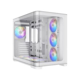 Sama V60 Caja Torre ATX - Lateral Cristal Templado Curvado  - 2 x USB-A 3.0, USB-C 3.2 - 1 x Audio + Micro - 7 Ventiladores ARGB