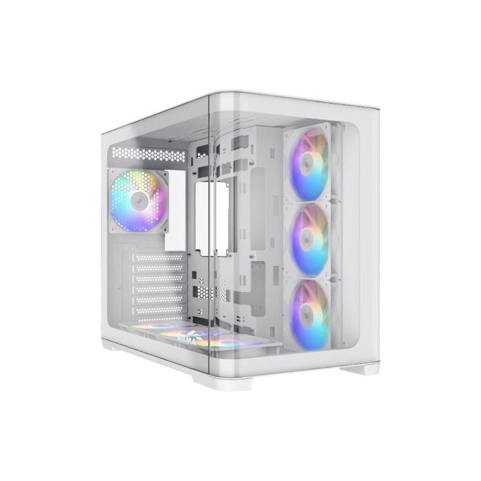 Sama V60 Caja Torre ATX - Lateral Cristal Templado Curvado  - 2 x USB-A 3.0, USB-C 3.2 - 1 x Audio + Micro - 7 Ventiladores ARGB
