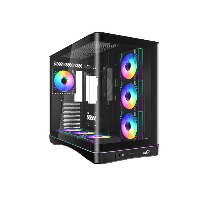 Sama V62 Caja Torre ATX - Lateral Cristal Templado Curvado - 2 x USB-A 3.0, 1 x USB-C 3.2 - 1 x Audio + Micro - 7 Ventiladores A