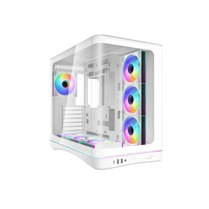 Sama V62 Caja Torre ATX - Lateral Cristal Templado Curvado - 2 x USB-A 3.0, 1 x USB-C 3.2 - 1 x Audio + Micro - 7 Ventiladores A