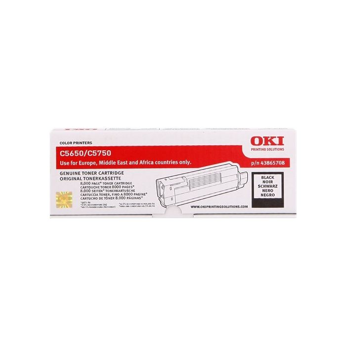 OKI C5650/C5750 Negro Cartucho de Toner Original - 43865708