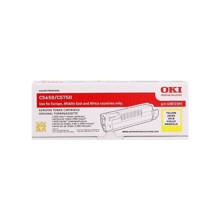 OKI C5650/C5750 Amarillo Cartucho de Toner Original - 43872305