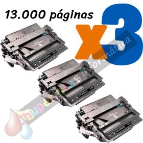 HP Q7551X Negro PACK AHORRO 3 Cartuchos de Tóner Genéricos