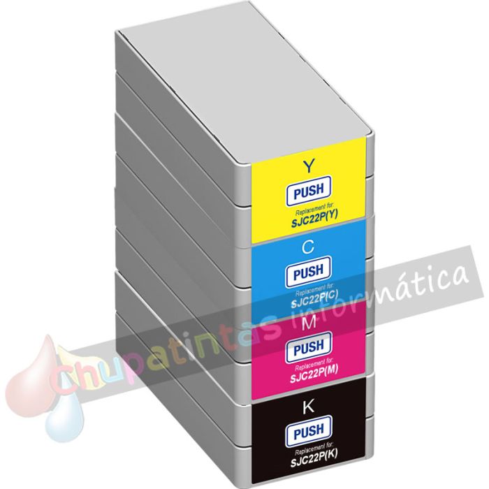 Epson SJIC22P Pack Ahorro 4 Cartuchos de Tinta Pigmentada Genéricos