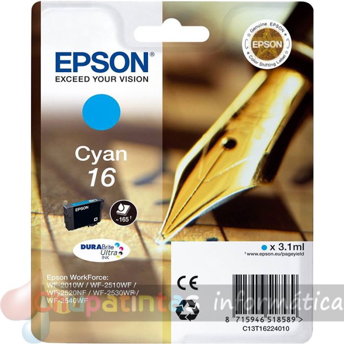 Epson T1622 Cyan Cartucho de Tinta Original - C13T16224012