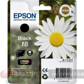 Epson T1801 (18) Negro Cartucho de Tinta Original - C13T18014012
