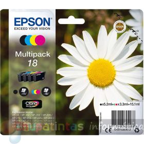 Epson T1806 (18) Pack de 4 Cartuchos de Tinta Originales - C13T18064012