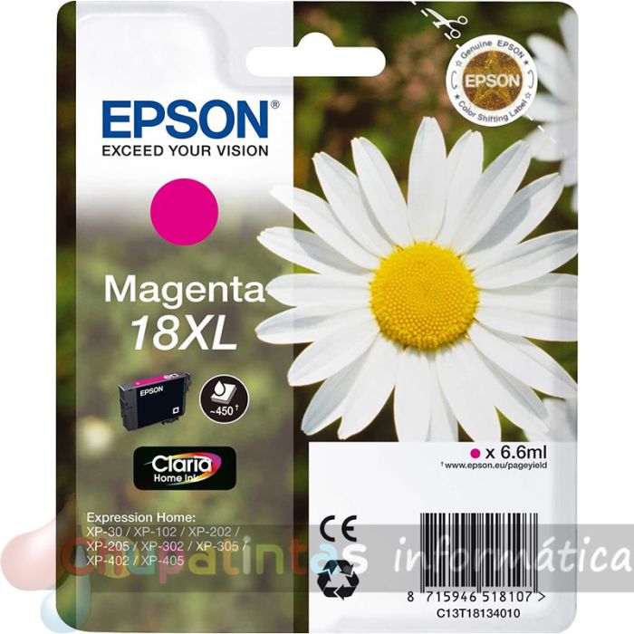 Epson T1813 (18XL) Magenta Cartucho de Tinta Original - C13T18134012