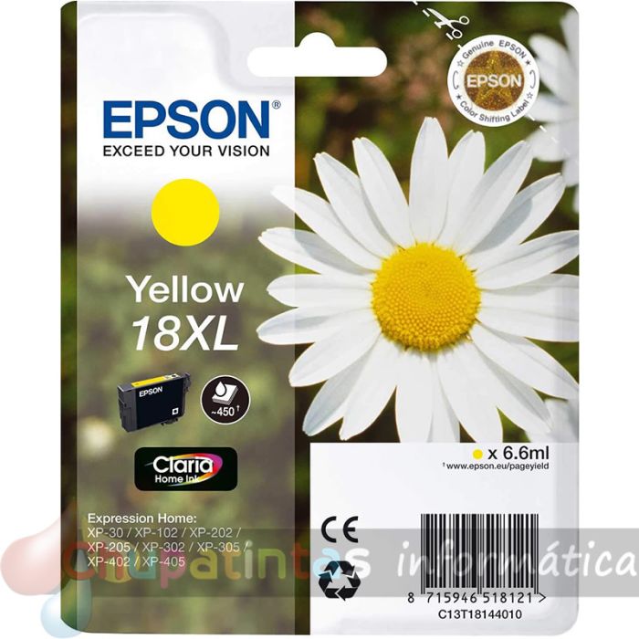 Epson T1814 (18XL) Amarillo Cartucho de Tinta Original - C13T18144012