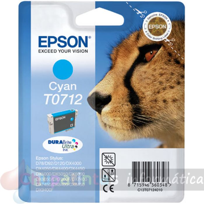 Epson T0712 Cyan Cartucho de Tinta Original - C13T07124012