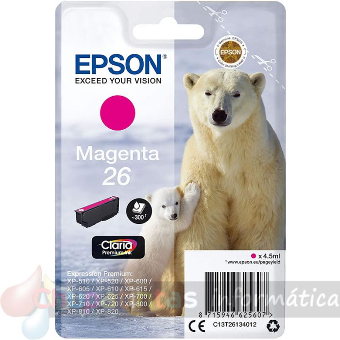 Epson T2613 (26) Magenta Cartucho de Tinta Original - C13T26134012