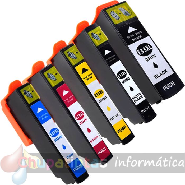 Epson T3357 Pack Ahorro 5 Cartuchos de Tinta Genéricos: T3351+T3361+T3362+T3363+T3364-1