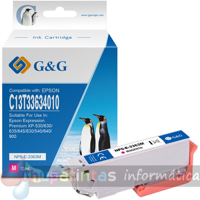 G&G Epson T3363/T3343 V2 (33XL) Magenta Cartucho de Tinta Genérico - Reemplaza C13T33634012/C13T33434012