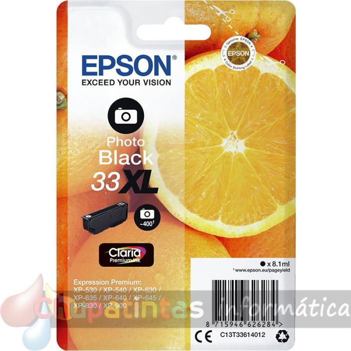 Epson T3361 (33XL) Negro Foto Cartucho de Tinta Original - C13T33614012