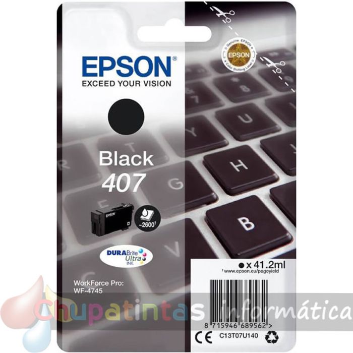 Epson 407 Negro Cartucho de Tinta Original - C13T07U140