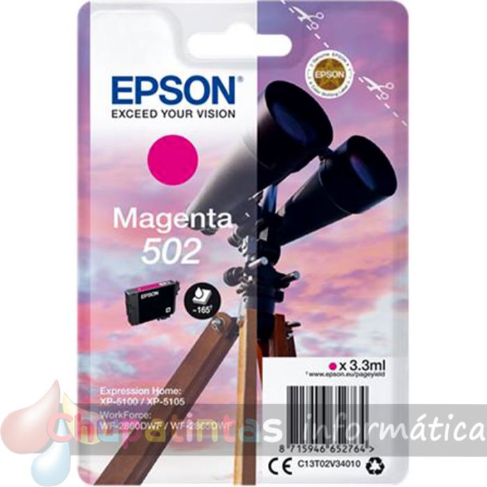 Epson 502 Magenta Cartucho de Tinta Original - C13T02V34010