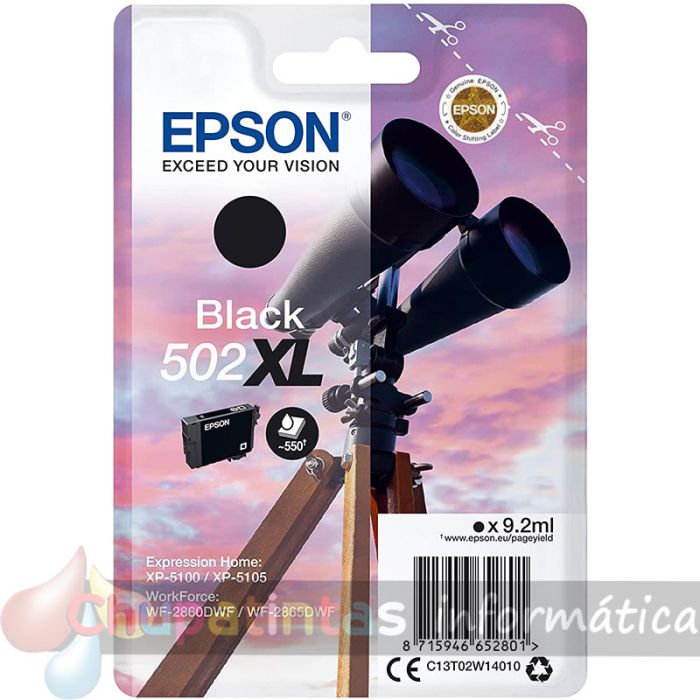 Epson 502XL Negro Cartucho de Tinta Original - C13T02W14010