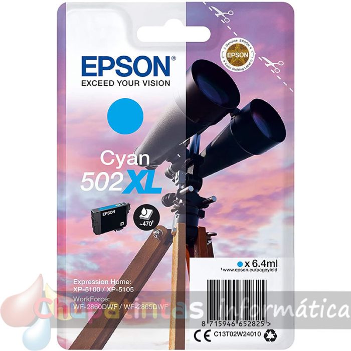 Epson 502XL Cyan Cartucho de Tinta Original - C13T02W24010