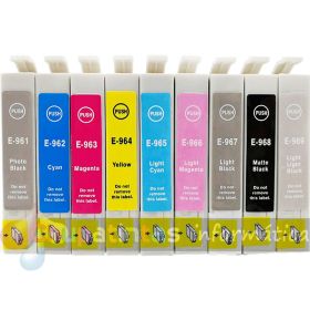 Epson T0961/T0962/T0963/T0964/T0965/T0967/T0968/T0969 Pack de 9 Cartuchos de Tinta Genéricos