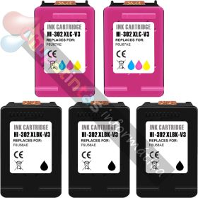 HP 302XL Pack de 5 Cartuchos de Tinta Remanufacturados