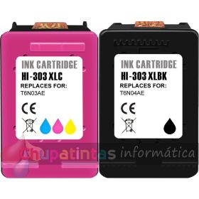 HP 303XL Pack de 2 Cartuchos de Tinta Remanufacturados - Muestran Nivel de Tinta