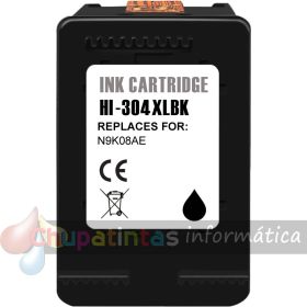 HP 304XL Negro Cartucho de Tinta Remanufacturado - Muestra Nivel de Tinta - Reemplaza N9K08AE/N9K06AE-1