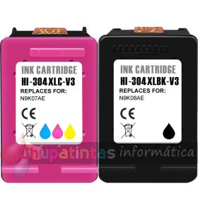 HP 304XL Pack de 2 Cartuchos de Tinta Remanufacturados - Muestran Nivel de Tinta-1