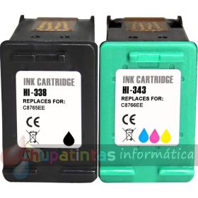 HP 338 Negro + HP 343 Color Pack de 2 Cartuchos de Tinta Remanufacturados-1