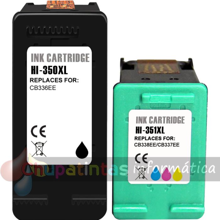 HP 350XL Negro + HP 351XL Color Pack de 2 Cartuchos de Tinta Remanufacturados