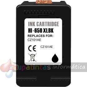 HP 650XL Negro Cartucho de Tinta Remanufacturado - Reemplaza CZ101AE-1