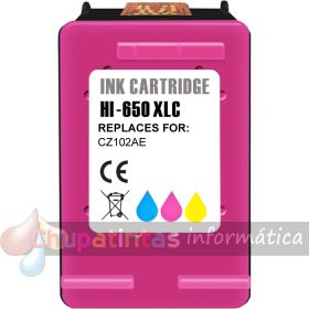 HP 650XL Color Cartucho de Tinta Remanufacturado - Reemplaza CZ102AE-1