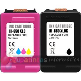 HP 650XL Pack de 2 Cartuchos de Tinta Remanufacturados