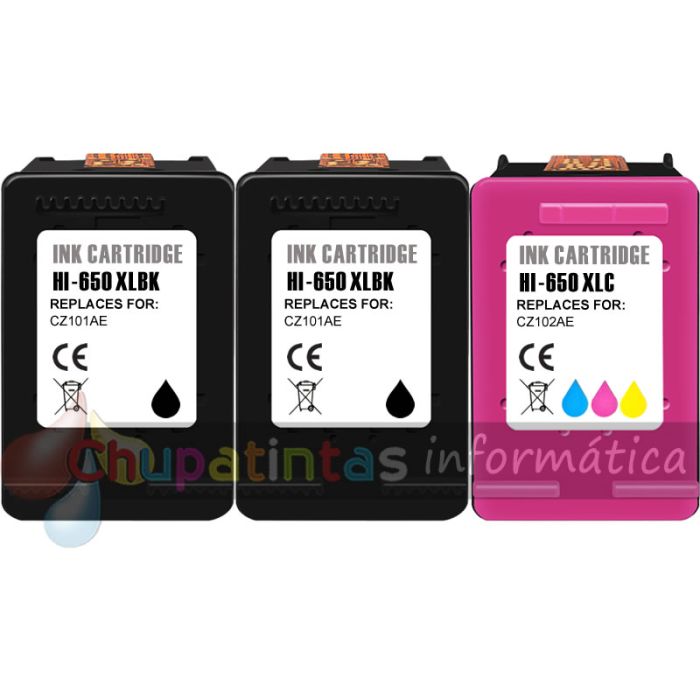 HP 650XL Pack de 2 Cartuchos de Tinta Remanufacturados-1