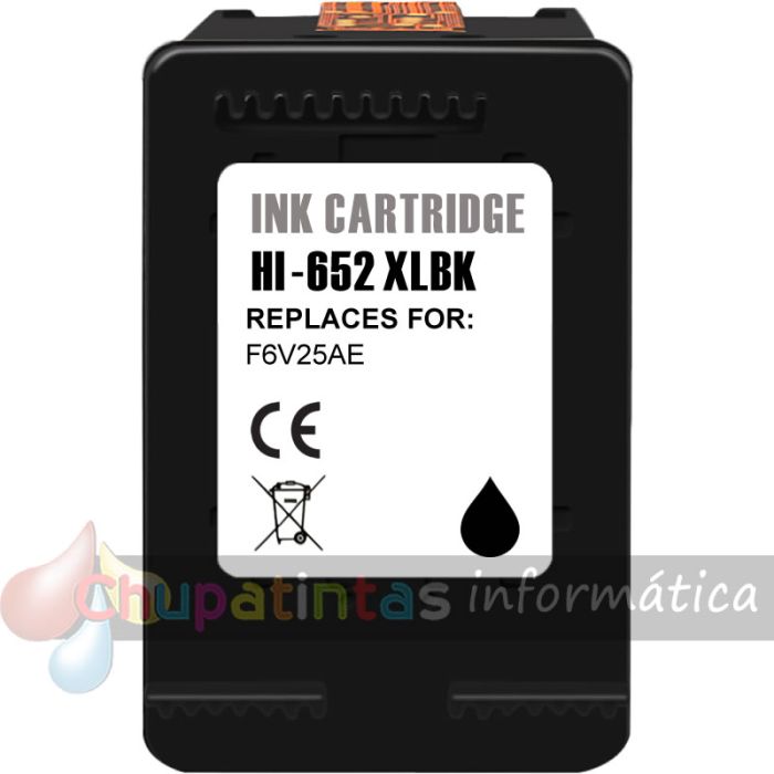 HP 652XL Negro Cartucho de Tinta Remanufacturado - Reemplaza F6V25AE-1