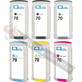HP 70 Pack de 6 Cartuchos de Tinta Genéricos-1