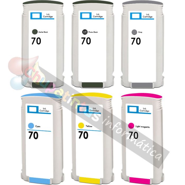 HP 70 Pack de 6 Cartuchos de Tinta Genéricos-1
