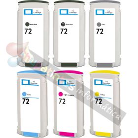 HP 72 Pack de 6 Cartuchos de Tinta Genericos