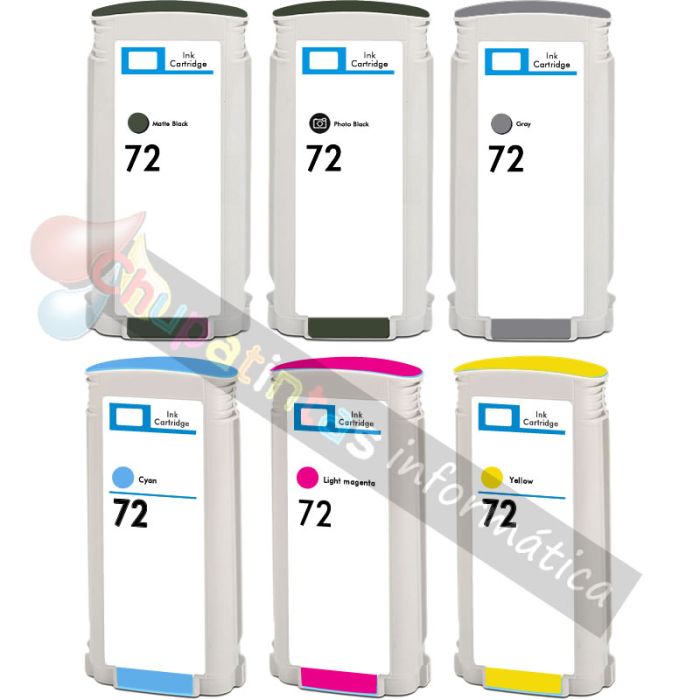 HP 72 Pack de 6 Cartuchos de Tinta Genericos