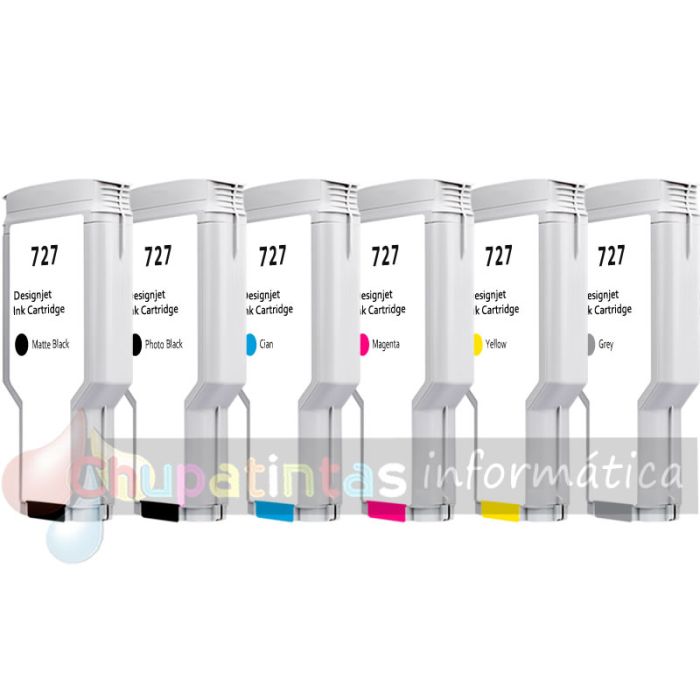 HP 727 Pack de 6 Cartuchos de Tinta Genéricos