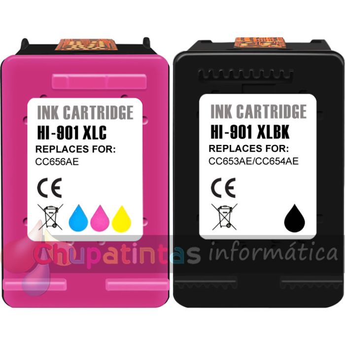 HP 901XL Pack de 2 Cartuchos de Tinta Remanufacturados-1