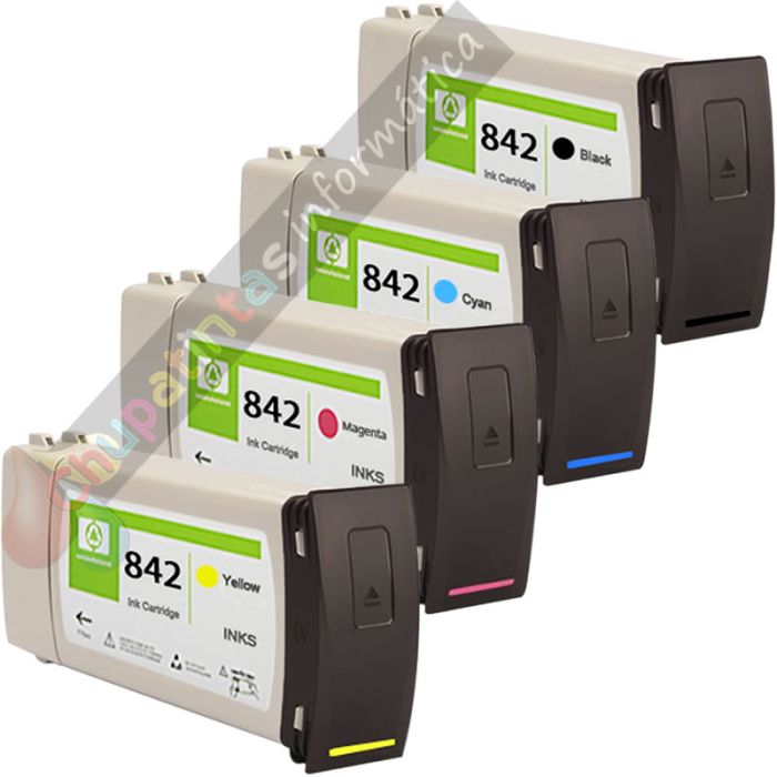 HP 842C Pack de 4 Cartuchos de Tinta Pigmentada Genéricos